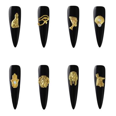 China Alloy Nail Accessories 8 Pcs Gold Queen Pharaoh Cleopatra Cleopatra Design Egyptian Gold Alloy Charms Hamsa Blue Evil Eye for sale