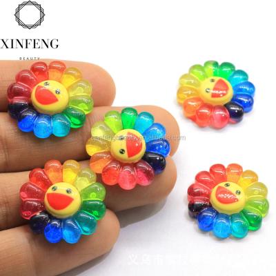 China 2020 New Nail Art Rainbow Sun Flowers Nail Art Resin Cabochons Cabochon Slime Charms Sunflower for sale