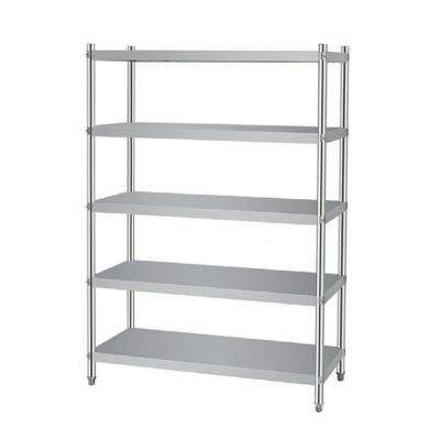 China Restaurant Kitchen Five Thickened Multilayer Stainless Steel Kitchen Shelves Shelves Storage Racks for sale