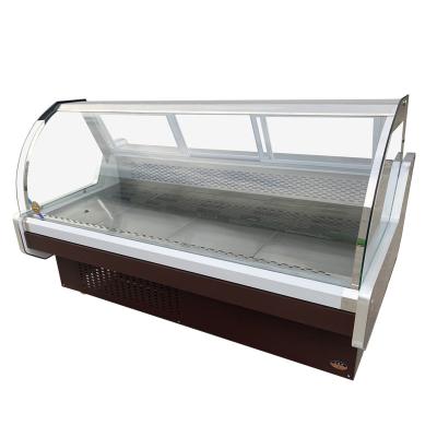 China Single-temperature Supermarket Market Cooked Food Display Refrigerator Curved Glass Display Fridge for sale