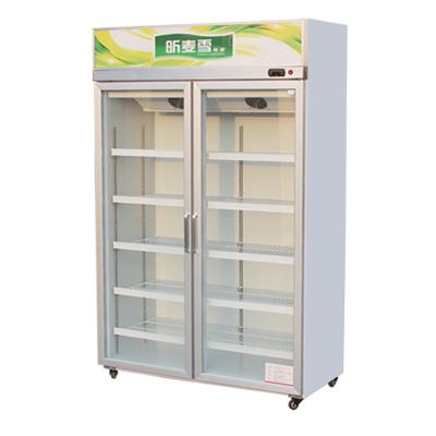 China 220V Single-temperature French Door Display Commercial Glass Door Refrigerated Refrigerator for sale