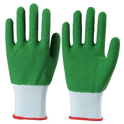 China Work Gloves Hand Protective Knit Gloves Europe Standard White Jersey Coating Latex Yellow Wave Ply Coated Safety Nature Latex Fully Dipped Working Gloves for sale