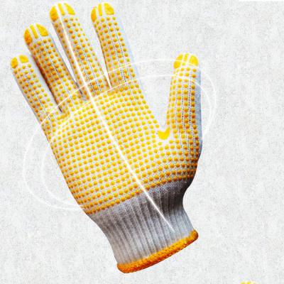 China Work Gloves Hand Protective Knit Gloves Garden Work Comfortable Single Side Hand Dotted Cotton Gloves Factory Price PVC Knitted Safety Glove Anti Slip Working Gloves for sale