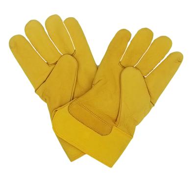 China Construction industry good quality cotton lining sheepskin motorcycle gloves safety cow protective gloves for winter construction leather work gloves for sale