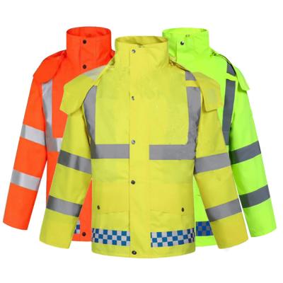 China PU High Visibility Working Construction Safety Jacket Workwear Waterproof Lightweight Reversible Reflective Parka for sale