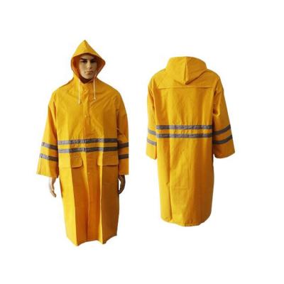 China Yellow High Visibility Bachelor Raincoat Clothing PVC Rain Suit Raincoat For Men Women Industrial Rain Coat for sale