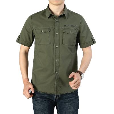 China Wholesale Custom Summer Casual Short Sleeve Mens Anti-Wrinkle Cotton Cargo Tactical Shirts 100% Men's Shirts for sale