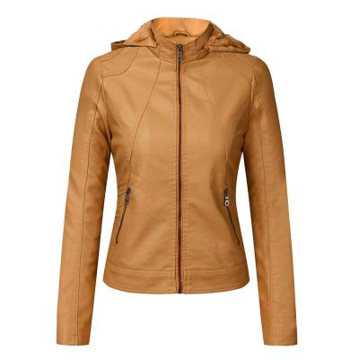 China Wholesale Sustainable Women Winter Slim Fit Leather Jacket With Fleece Lining for sale