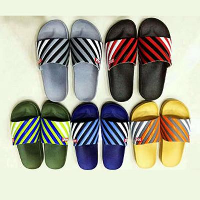 China Lightweight Men's PU Rainbow Stripe Slipper Comfortable Summer Shoes For Man Stocks for sale