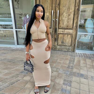 China Breathable Sexy Bilateral Cut Khaki Pencil Skirt Dress Women High Waist Long Skirt Package Hip Skirt for sale