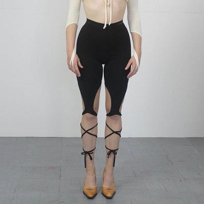 China Fashion Breathable Bandage Tie Up Pants Shorts Irregular Sexy Skinny Short Legging Gaiters For Women for sale