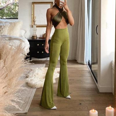 China Vintage Breathable Sexy High Waist Tight Flare Pants Stretch Bell Bottoms Gaiters Spring Fashion Women Trousers for sale