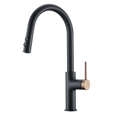 China Pull Out Spray Multifunctional Zinc Alloy Kitchen Pull Down Hot Cold Black Water Tap Sink Mixer Tap for sale