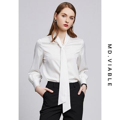 China Anti-pilling 2022 autumn new three-color blouses long-sleeved shirts early high-end chiffon shirts tooling fashion flame tops for sale