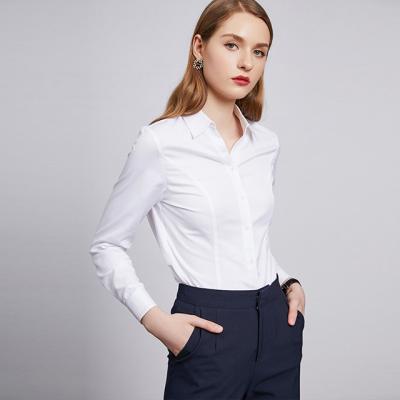 China Customized white anti-pilling shirt women's long sleeve business wear slim intellectual formal wear ladies work shirt for sale