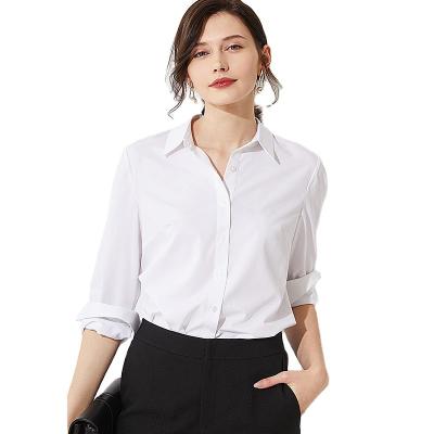 China Long Sleeve Sweater T-shir Shirt Jacket Suit Solid Color Anti-pilling White Women Shirt Business Dress Professional Lady No Thin White for sale