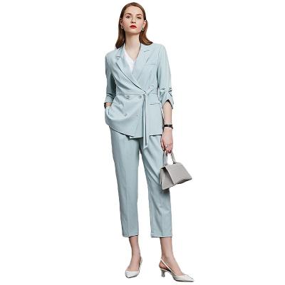 China Fashion Office Work Breathable Ladies Suit 2 Piece Businees Elegant Casual Pants Woman Suit for sale