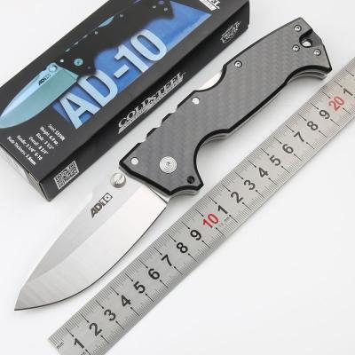 China AD-10 Double Hardness Folding AD-10 Multi Functional Outdoor Camping High Knife Carbon Fiber Handle Tactical Knife High Knife Cold Steel Action EDC Pocket Knife for sale