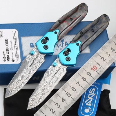 China Outdoor Folding Camping Knife 945-221 Damascus Combat Knife High Hardness Carbon Fiber Handle Hunting Pocket EDC Survival Tool for sale