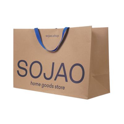 China Recyclable Clothing Stores Shopping Malls Supermarkets Large Large Square Kraft Beige Paper Bags Customize for sale