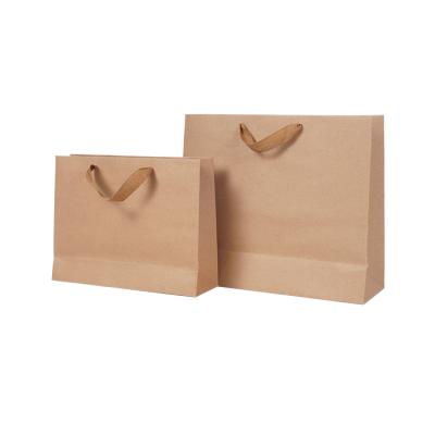 China Recyclable Custom Paper Type Craft Printing Apparel Rope Kraft Printed Party Square Paper Bags Wholesale Kraft Paper Brown With Ribbon for sale