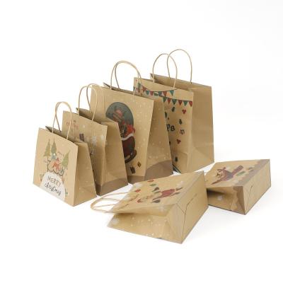 China Recyclable Recycled Custom Logo Printed Cheap Packaging Shopping Brown Paper Bag With Twisted Handles for sale