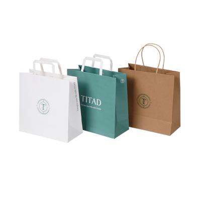 China Recyclable Customize Your Own Logo Tea Sets Ceramic Mug Gifts Bag Cute Green Kraft Paper White Paper Tote Bags Brands Handle for sale