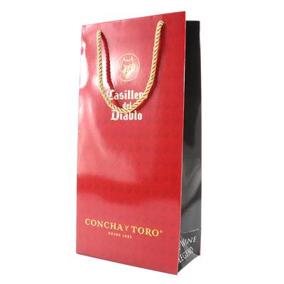 China Nice Looking Recyclable And High Quality Printed Gift Wine Bottle Bag Shopping Paper Wine Carrier Bags For Gift Packaging for sale