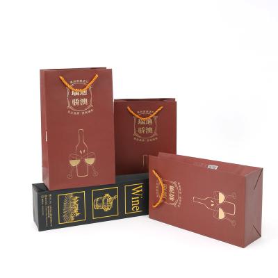 China Recyclable Red White Fruit Wine Premixed Customized Luxury Wine Paper Packaging Bags Kraft Paper Shopping Bag for sale