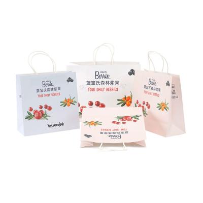 China Fruit shop china kraft paper bag recyclable and logo wholesale custom packaging custom packaging printing bags for sale