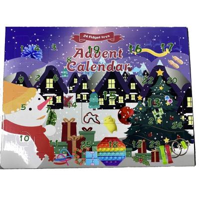 China Relieve Effort Kids Christmas Countdown Toy Silicone Stress Reliever Bubble Squishy Sensory Toys Autism Stir Advent Calendar Toys Set for sale