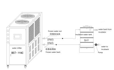 China 70.4kw Chick Poultry Hatchery Equipment Water que trama el refrigerador en venta