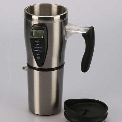 China Sustainable Led Temperature Display Double Wall Stainless Steel USB Automatic Heated Travel Mugs for sale