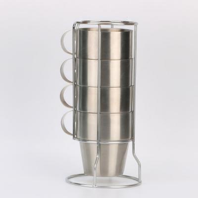 China Sustainable Wholesale 4 In 1 Stainless Steel Double Wall Coffee Mugs Set for sale