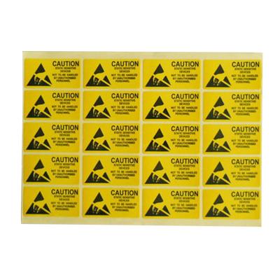 China Waterproof Yellow Caution ESD Anti-Static Labels Warn Anti-Static Warning Stickers for sale