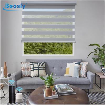 China Dual wifi Anti-UV smart app tuya zebra roller shade blinds for window blind app control zebra motor for sale