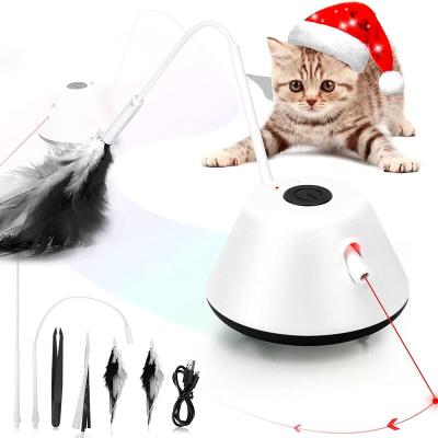 China Stocked 3 Modes Cat Toy Auto Moving Kitten Toys Motorized Interactive Electric Automated Cat Toy with LED Feathers for sale