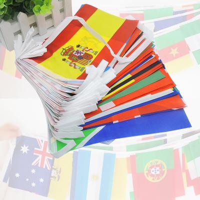 China Foot Basket Row Sports Wholesales Spot Euro Round 32 Team Tag String Decorative Flag Football Flag Bar Fans National Colored Flags 2022 for sale