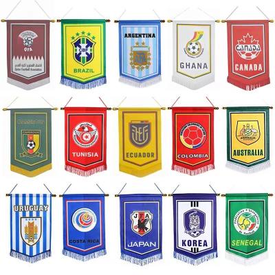 China Foot Basket Row Sports 2022 Qatar World Friendship Cup Cheers 32 Country Polyester Pennant Flag Swap Flag Souvenir Gifts Wholesale for sale