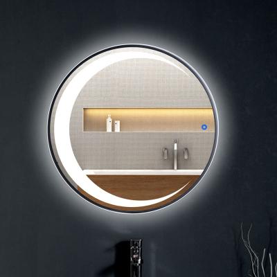 China Modern Round Magnifying Waterproof Fogless Touch Sensor Bathroom LED Light Mirror for sale