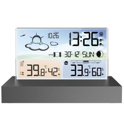 China 24 Hours Wireless Sensor Tools Alarm Clock Desktop Battery Table Electronics Barometer Thermometer Hygrometer Weather Station Measuring Temperature for sale