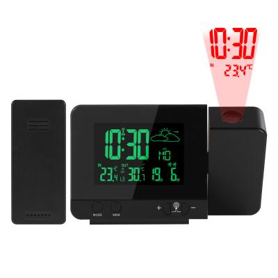 China Files 8-Color Display Alarm Clock Weather Station With Wireless Weather Projection Temperature Sensor USB Charging Thermometer Hygrometer for sale