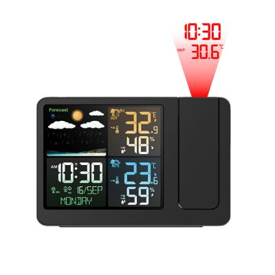 China Files Digital Alarm Clock Weather Station Wireless Sensor Thermometer Hygrometer Outdoor Nap with Weather Watch Projection Table for sale