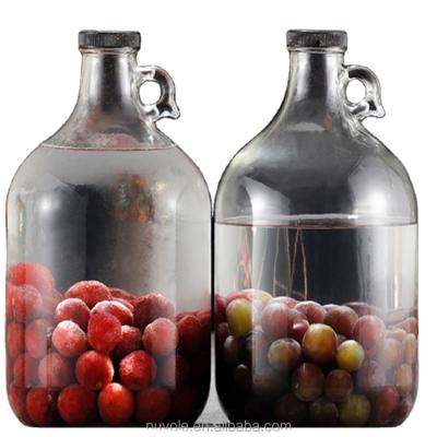 China Wine Recycled Large Capacity 5 Liter Gallon Red Wine Glass Bottle With Cap Handle for sale