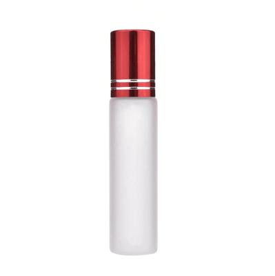 China Home Decoration Custom White Glass Roll On Bottles With Roller Ball And Glass Cap Bottle for sale