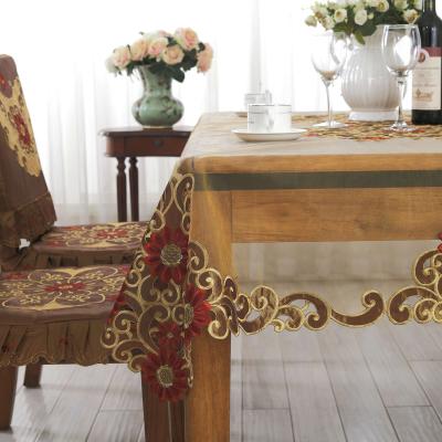 China Modern Table Cloth Printing Vinyl Rich Field Customized Table Cloth Binding Flower Waterproof OEM Embroidered Low Table Cloth for sale