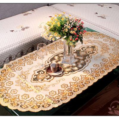 China Modern Hot Selling Custom European Style Wedding Computer Embroidery PVC Embroidered Tablecloth Embroidered Table Cloth Embroider for sale