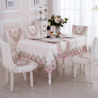 China Garden style waterproof European computer embroidered tablecloth water-soluble tablecloth manufacturers direct pink tablecloth for sale