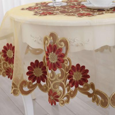 China LOW MOQ Waterproof High-end Round Table Cloth Embroidered Table Cloth Hotel Wedding Banquet Table Cloth Table Cloth Box Sofa Cover Round for sale