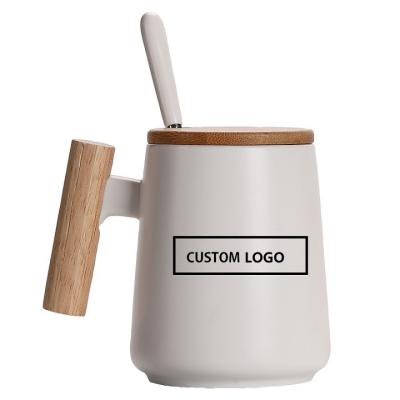 China Custom Logo Custom Coffee Mug Handle Coffee Mug Eco-Friendly Arabic Sustainable Wooden Cup Mugs With Lid Spoon Gift Box for sale